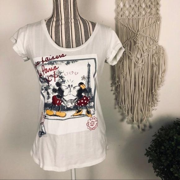 3/$25 Disney Paris Mickey and Minnie Small tee - Picture 1 of 4